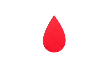 Fototapeta premium Red drop shape representing the act of blood donation, isolated, PNG