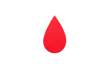 Red drop shape representing the act of blood donation, isolated, PNG