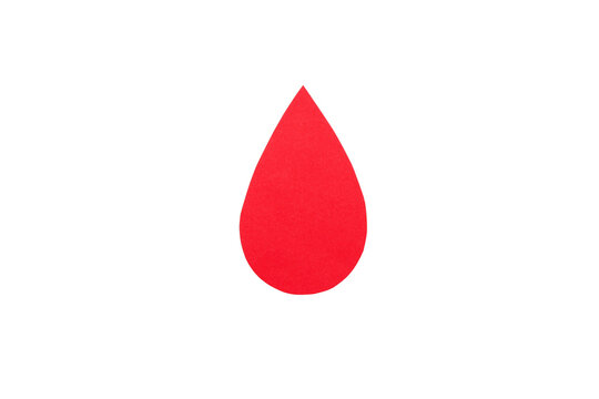 Red drop shape representing the act of blood donation, isolated, PNG - Powered by Adobe