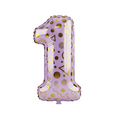 Number One Party Balloon Celebration with Purple and Gold Design