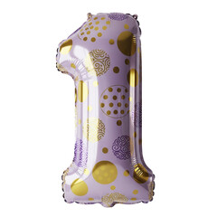 Festive Number One Balloon with Elegant Gold and Lilac Design Perfect for Celebrations