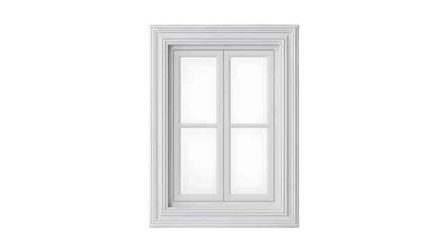 Classic white double hung window with mullions and trim