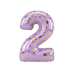 Festive Purple Balloon Number 2 with Gold Swirls, Ideal for Birthdays and Celebrations