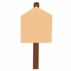 House Shaped Wooden Sign in Flat Vector Style for Labels