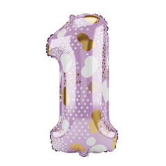 Number One Balloon with Heart and Dot Patterns - Birthday Party Decoration