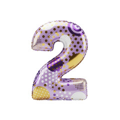 Festive Number Two Balloon with Polka Dots and Swirls