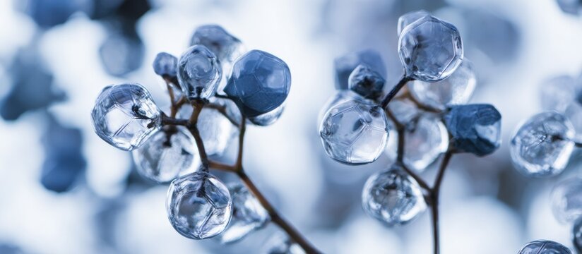 Blue berries on a branch.
