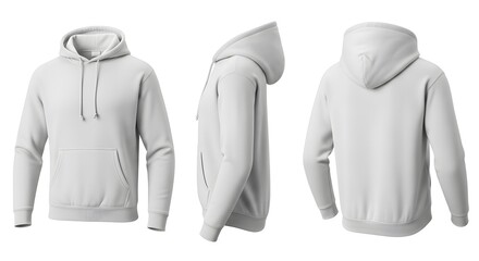 White hoodie mockup front side and back views for apparel design