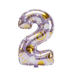 Festive Lilac Number 2 Balloon with Gold Swirls and Polka Dots - Perfect for Celebrations