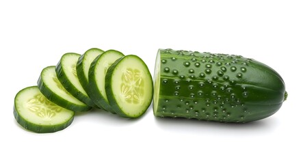 Fresh sliced cucumber on white background healthy eating and diet concept