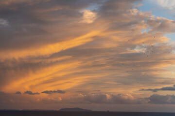 Passing fall storm at sunset in Carpinteria, California