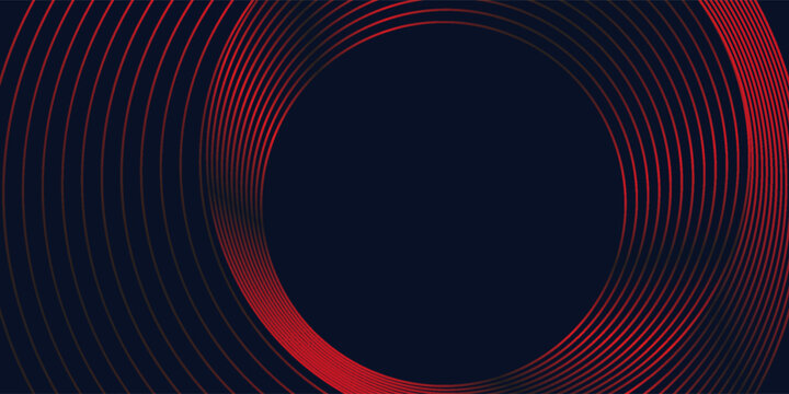 Round frame colorful red black light isolated on dark background. Abstract circles lines pattern. Vector illustration concept for music, digital, modern science, eps 10