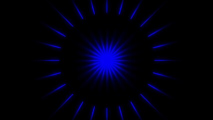 Blue neon radial light burst abstract background with glowing starburst rays on black - Powered by Adobe