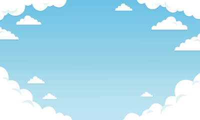 Cute Cartoon Sky with Cloud Frame Border