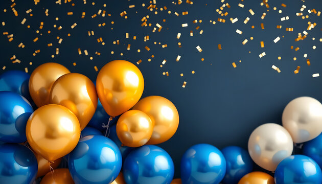 Shiny golden easter egg sphere with blue sky background designed as a festive winter holiday decoration or xmas bauble for a new year celebration