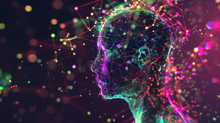 Virtual cybernetic entity in a mysterious digital realm