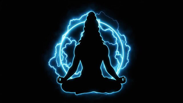 Neon Trident and Zero Gravity Meditation Hindu God Shiva