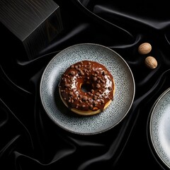Indulge in decadent chocolate donut delight with luxury backdrop