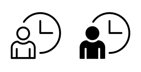 Person and time icon. Organization and reminder. Event and alarm symbol. Working hours sign