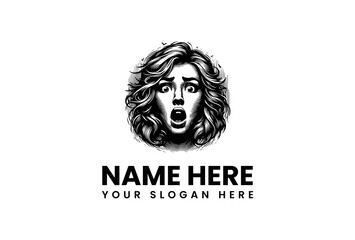 Shocked Face Vector Logo Illustration - Scream Surprise Expression Art