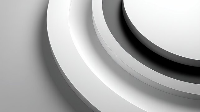 Abstract background with concentric white circular shapes creating a sense of depth and minimalism. Soft, diffused lighting casts subtle shadows, highlighting t