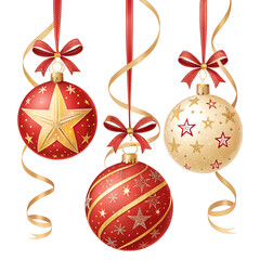 Set of Christmas ball decorations in red and gold