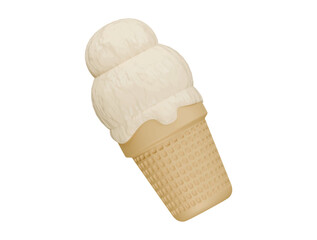 vanilla ice cream icon 3d illustration render