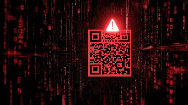 Corrupted QR Code Represents a Scam Payment Link With a Red Alert Indicating Possible Finance Fraud Risks