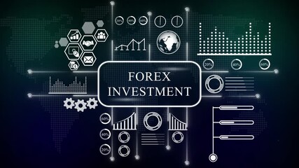 Forex investment infographic with global financial data visualization . world map, Internet infrastructure concept map Abstract technology background - Powered by Adobe