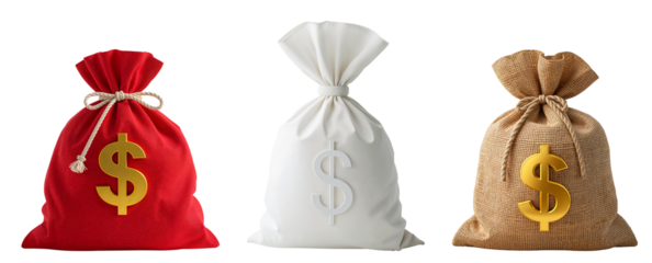 full bag with dollar sign isolated on transparent background