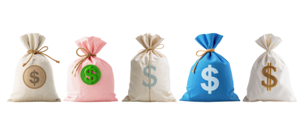 full bag with dollar sign isolated on transparent background