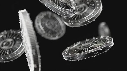 Falling Coins: A captivating visual of multiple coins falling from above. Symbolic of wealth, opportunity, and the flow of finance.