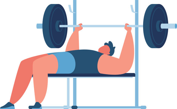 Person doing bench press exercise lifting barbell