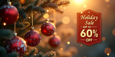 Premium Holiday Ornament Christmas Sale Design with Warm Light and Holiday Mood