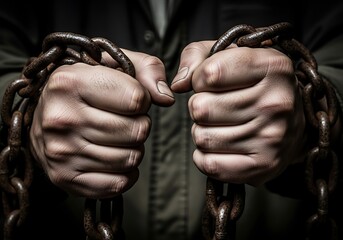Chained Hands - A Symbol of Imprisonment and Struggle.