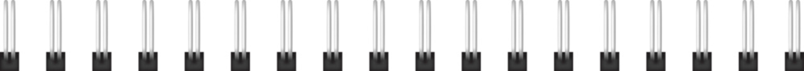 Electronic two pin components arranged in a row