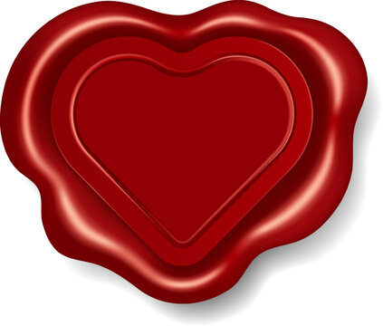 Red wax seal with heart shape emblem