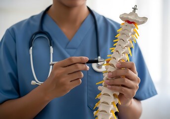 Doctor demonstrating spinal anatomy medical spine