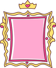 Fairytale princess crown illustration creating decorative frame border