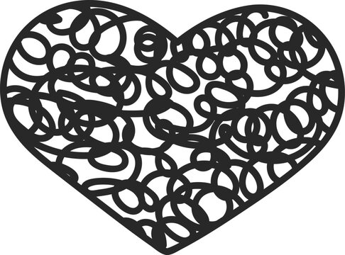 Scribble heart shape representing complex emotional state