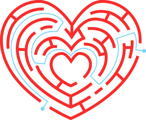 Obraz premium Heart maze illustrating path finding true love