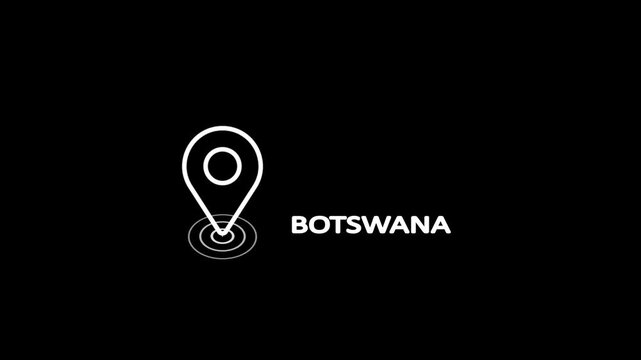 Radio wave Locator Pin Highlighting Botswana on a Dark Minimalist Canvas
