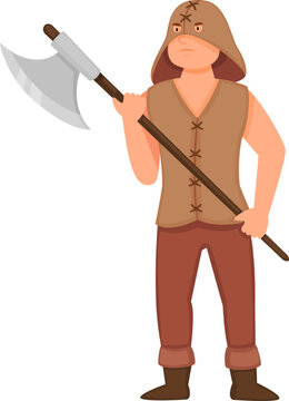 Executioner character holding large axe standing ready