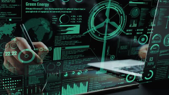 Engaging visualization of a green energy dashboard featuring innovative data analytics and performance metrics, perfect for promoting renewable energy initiatives and technologies. Cipher - Powered by Adobe