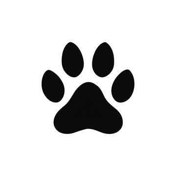 Dog paw print silhouette, transparent background, vector icon style, clean minimal, isolated object
