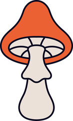 Cartoon mushroom drawing with an orange cap and stem