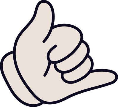 Hand showing shaka gesture communicating friendly aloha