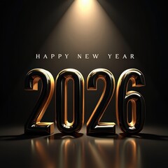 Happy New Year 2026 Typography Design, Modern Minimalist New Year Greeting Graphic , Clean Festive Illustration