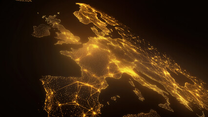 Europe's luminous connections and landscapes, created AI