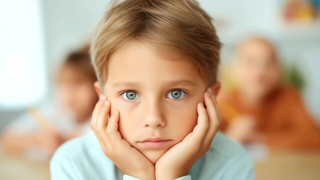 Fun kids bored at home defocused indoor confinement, faceless restless children, tired visualization detail, blurred domestic background, boredom concept, home interface, playful d